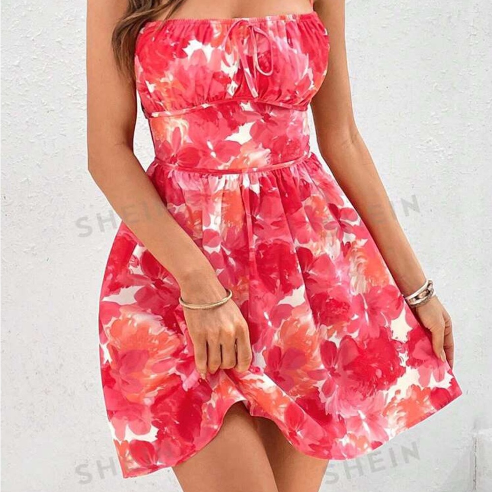 SHEIN women's backless floral print dress size Small